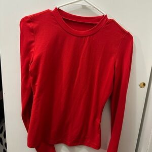 plain long sleeve regular red shirt